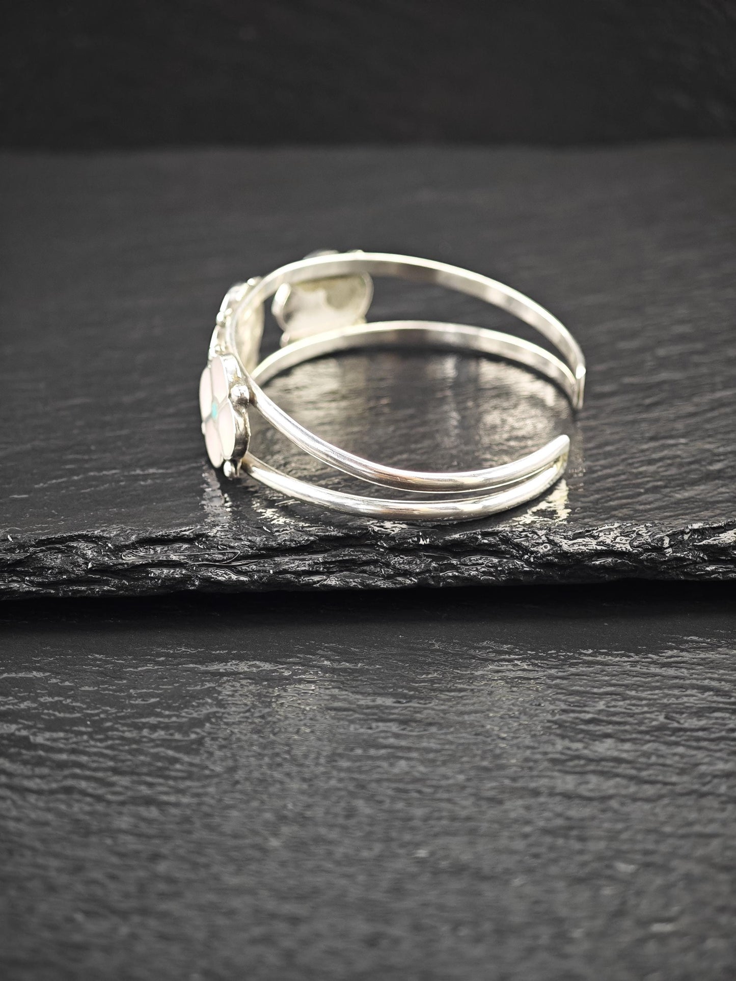 Zuni, Native American MOP, Inlay Cuff Bracelet Sterling Silver