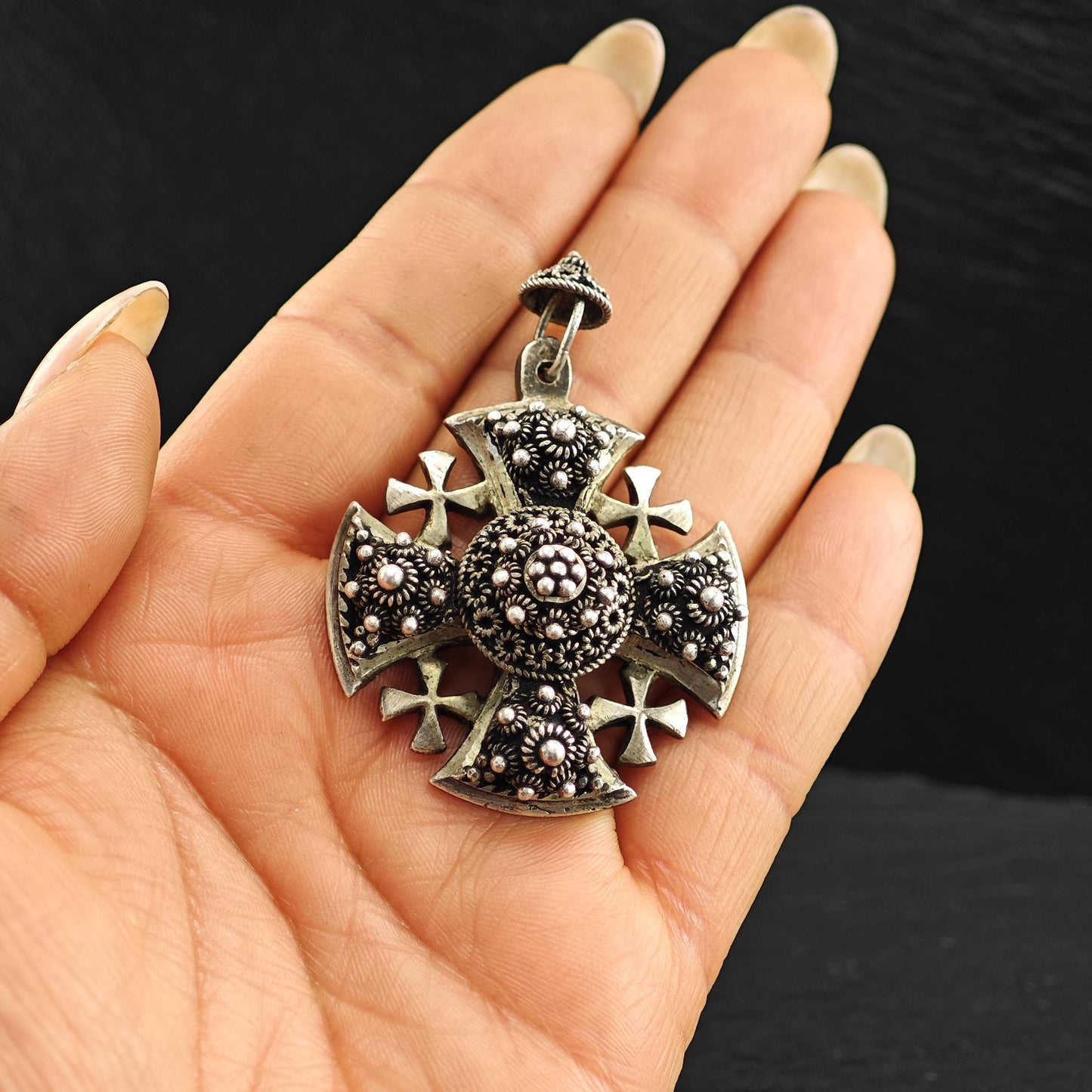 Vintage Jordan Jerusalem, Cross Pendant Sterling Silver