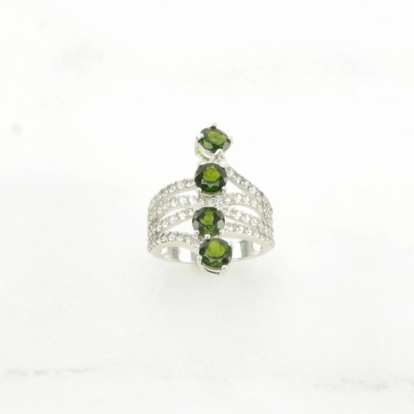 Vintage Sterling Silver Ring Chrome Diopside Spinel Dark Green Size 5