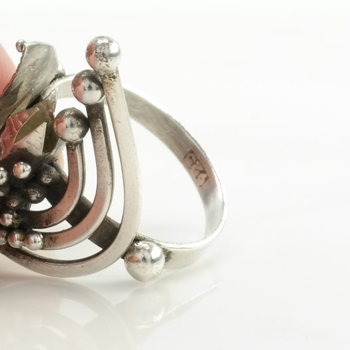 Vintage Sterling Silver Ring Amethyst Leaf Purple Size 6 3/4