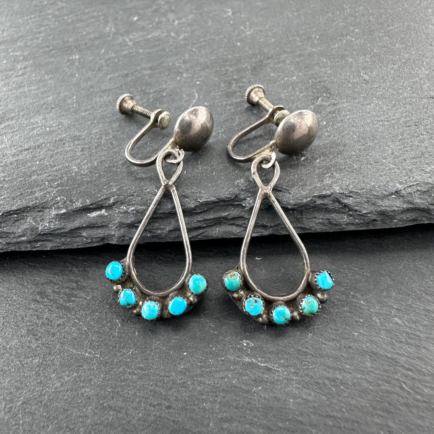 Choice of Zuni, Native American Screw Back Earrings Sterling Silver