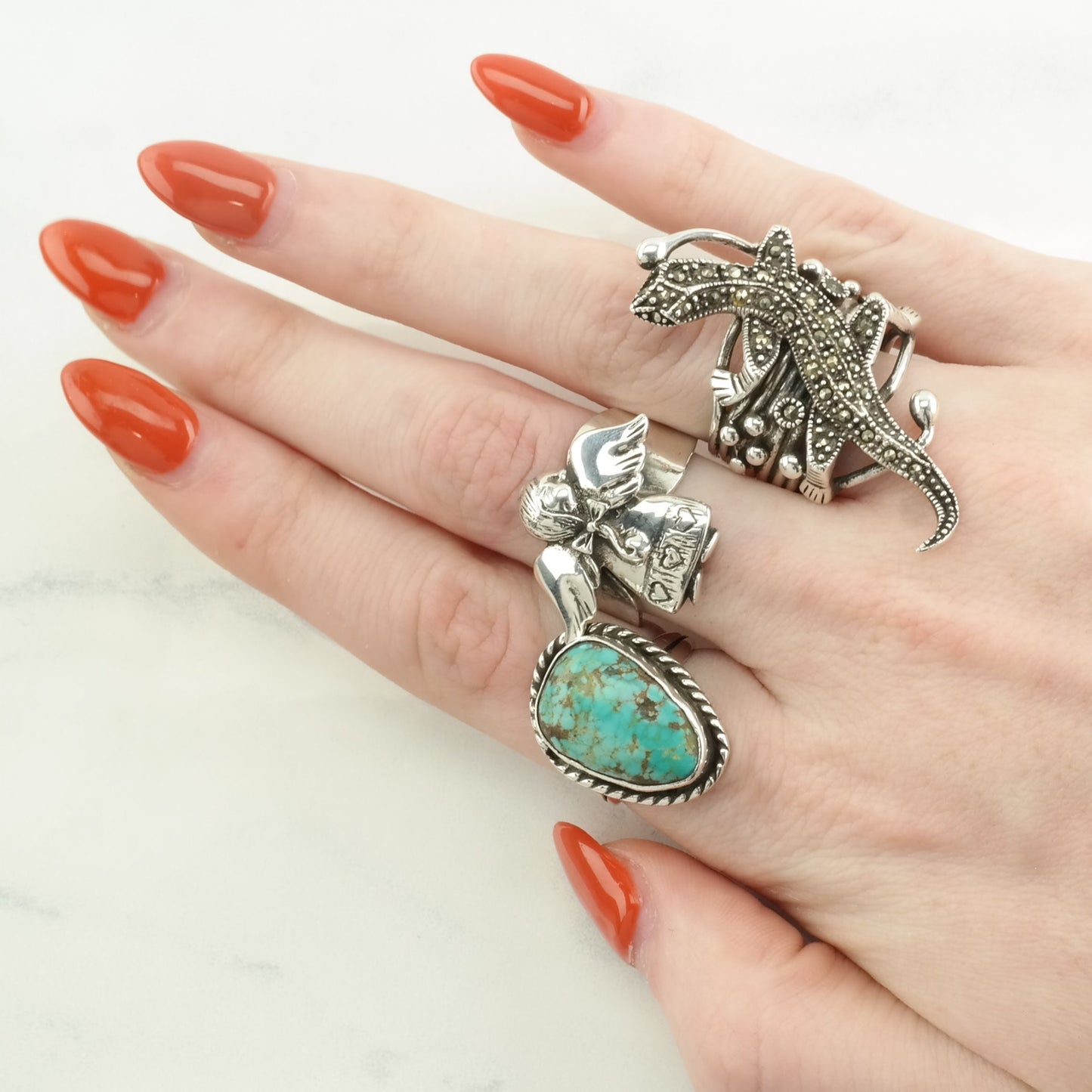 Vintage Sterling Silver Ring Turquoise Blue Size 5 3/4