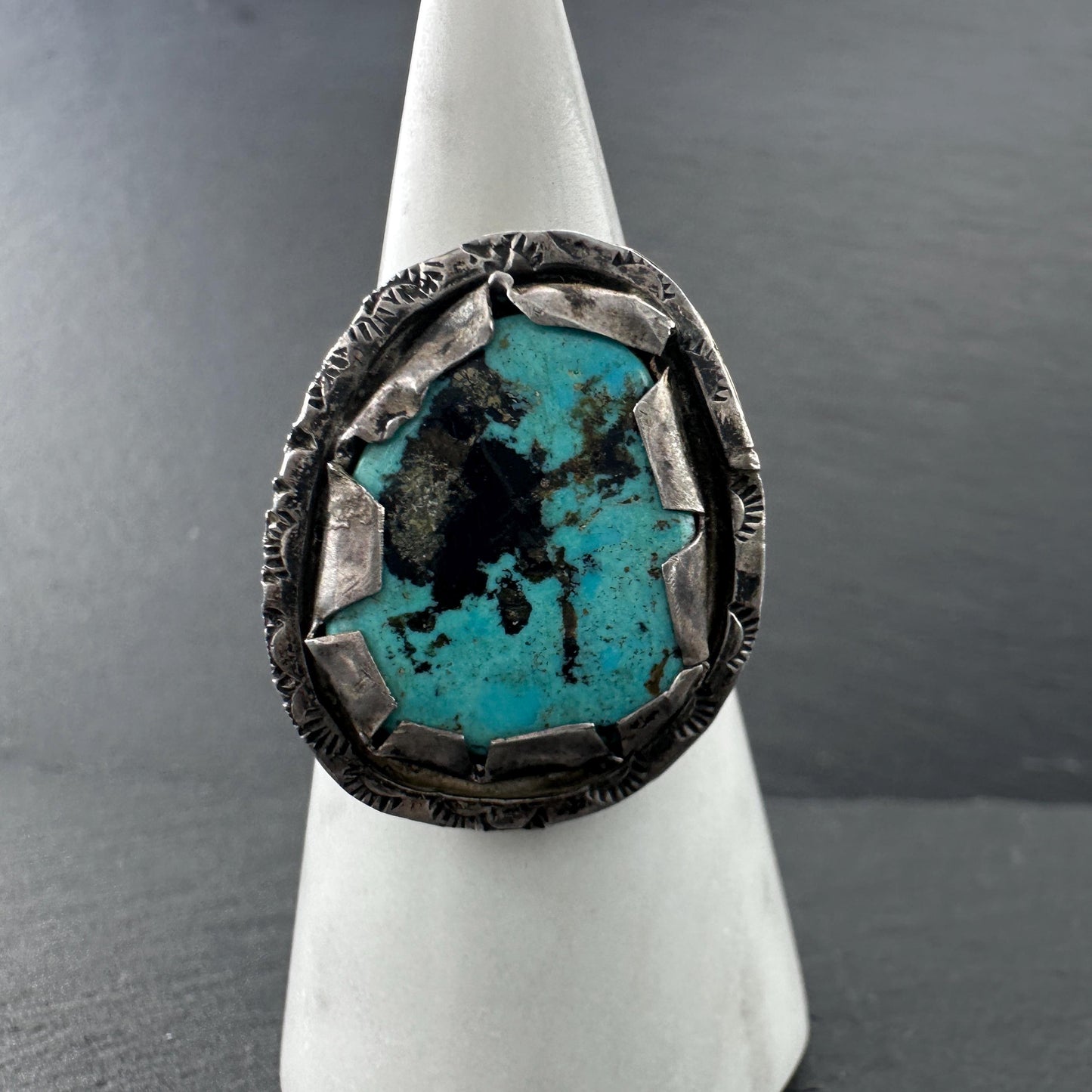 Turquoise Sterling Silver Ring Blue Size 12
