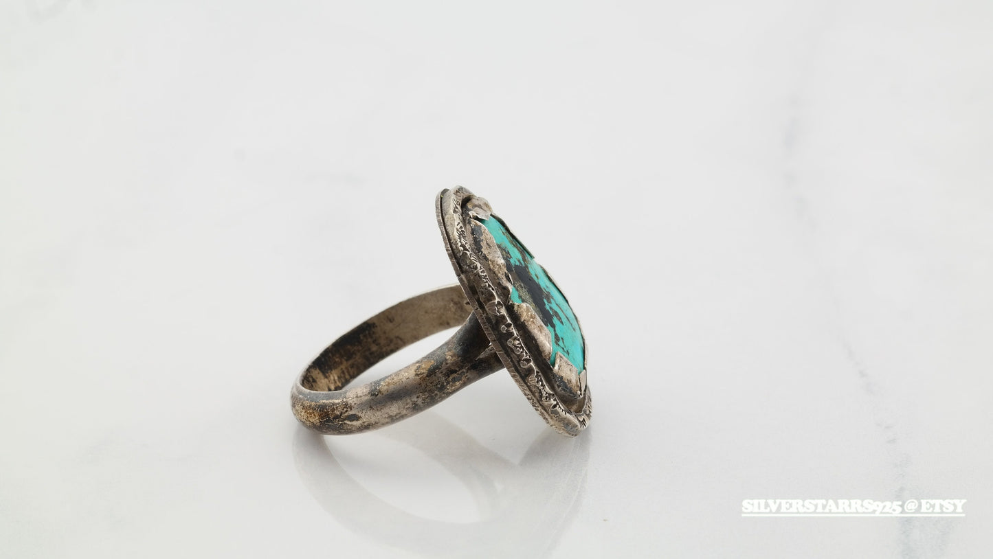 Turquoise Sterling Silver Ring Blue Size 12