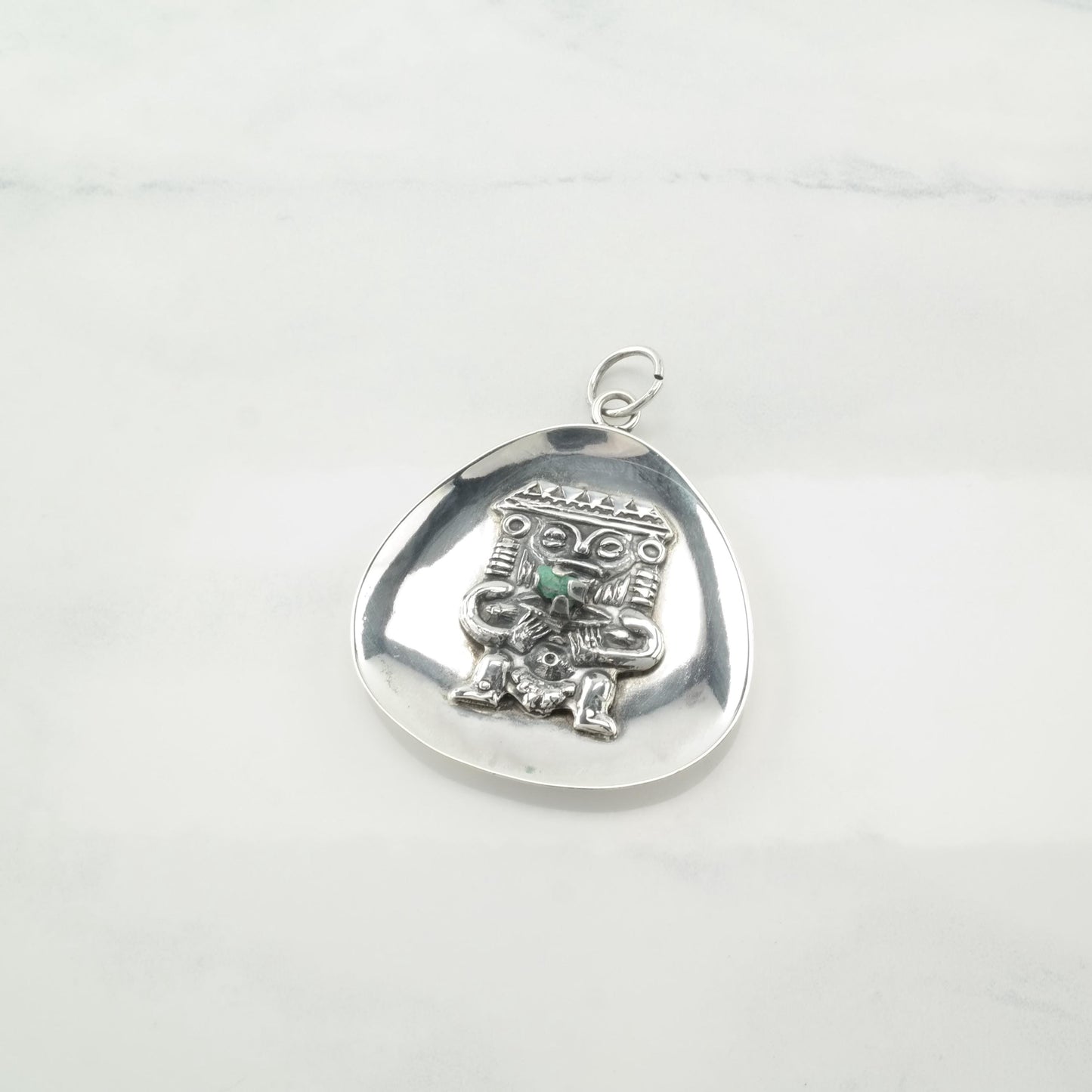 Vintage Emerald Sterling Silver Pendant