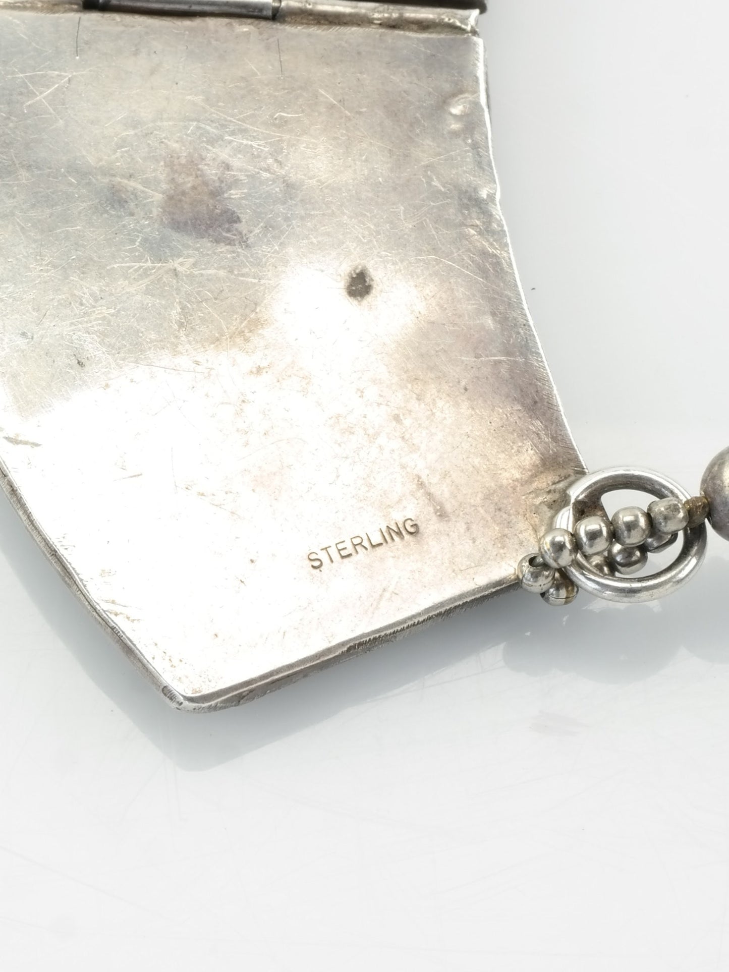 Native American Sterling Silver Turquoise Coral Plaque Cluster Necklace