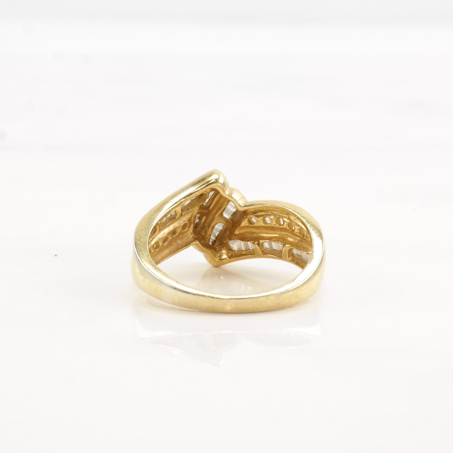 Vintage Sterling Silver Ring Diamond Gold Plated Size 5 3/4