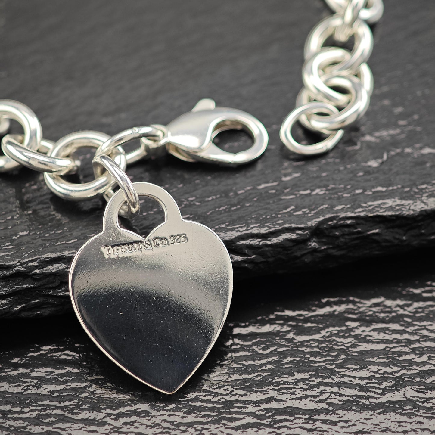 Tiffany Heart Tag Curb Bracelet Sterling Silver 7 1/2"