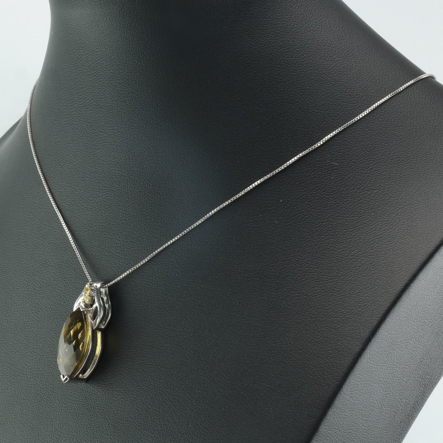 Vintage Sterling Silver Yellow Citrine, Yellow Topaz Necklace