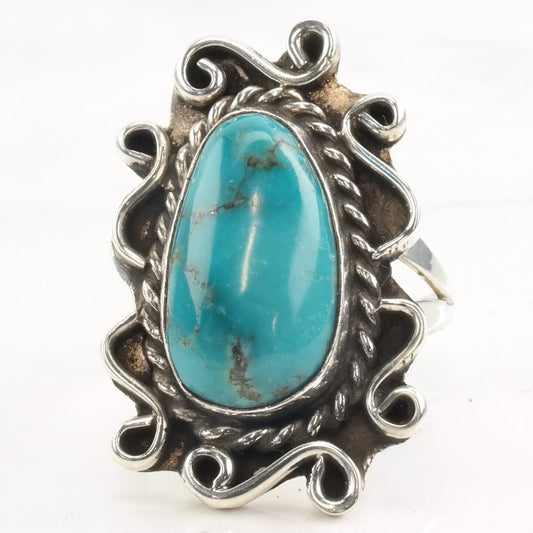 Vintage Southwest Silver Ring Turquoise Size 8 1/4