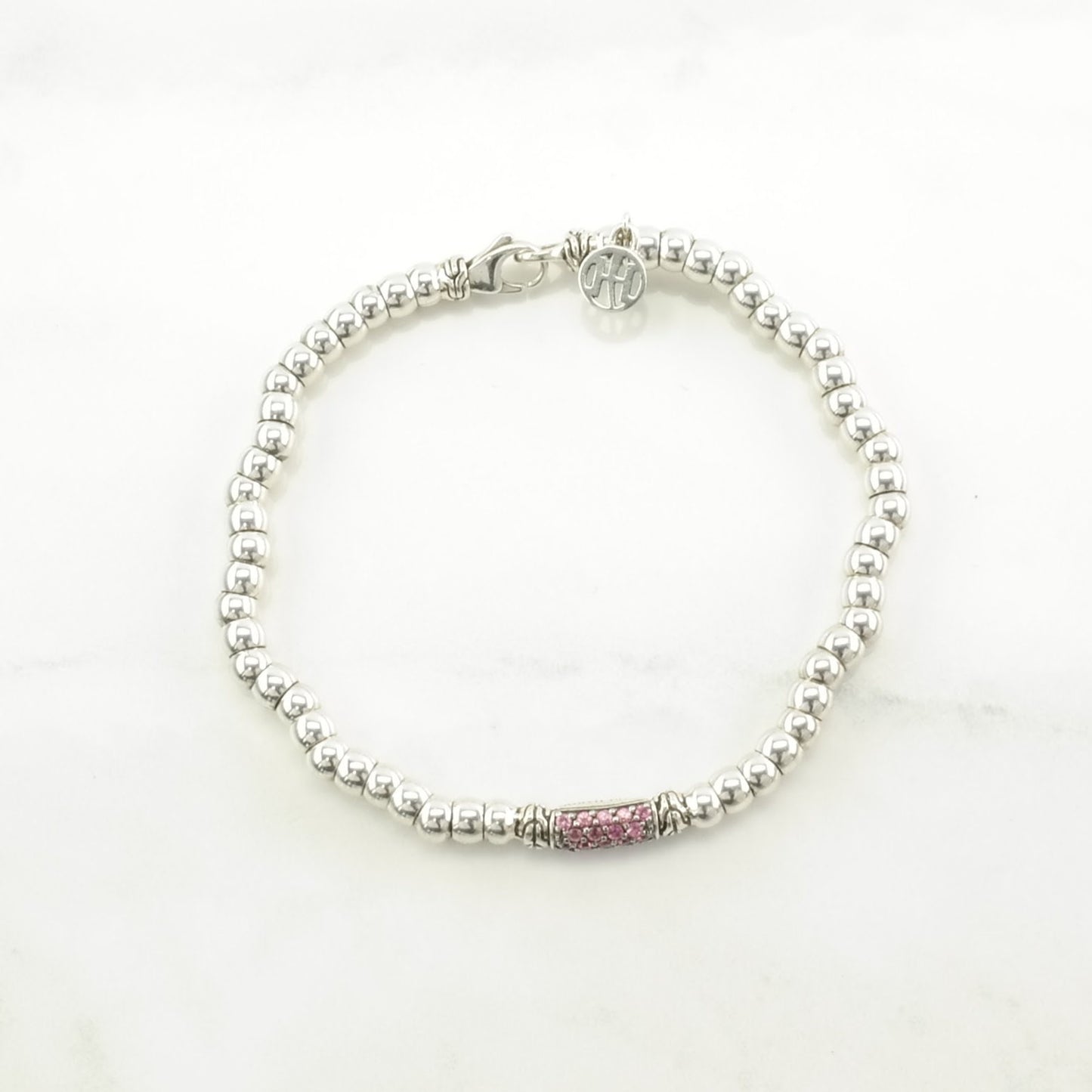 Choice of Vintage John Hardy Sterling Silver Beaded Bracelet Tsavorite, Sapphire, Pink Sapphire