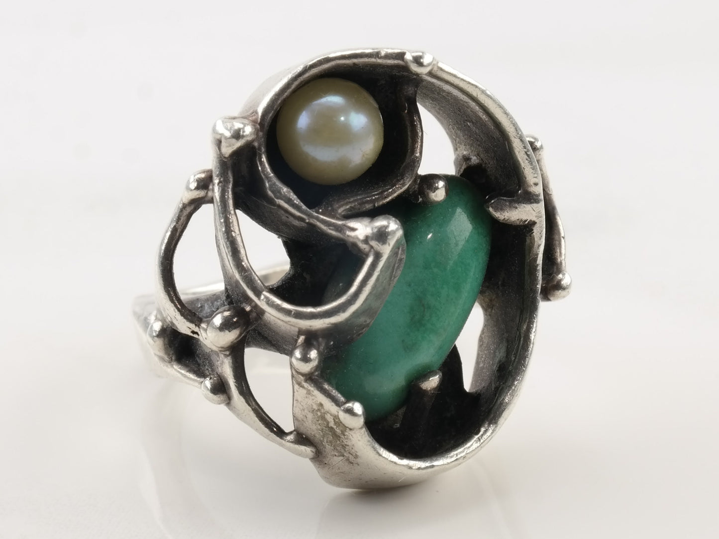 Vintage Sterling Silver Ring Turquoise Size 4 1/2