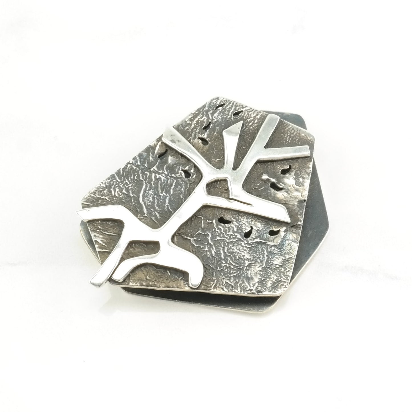 Vintage Overlay 3 Dimensional Sterling Silver Pendant