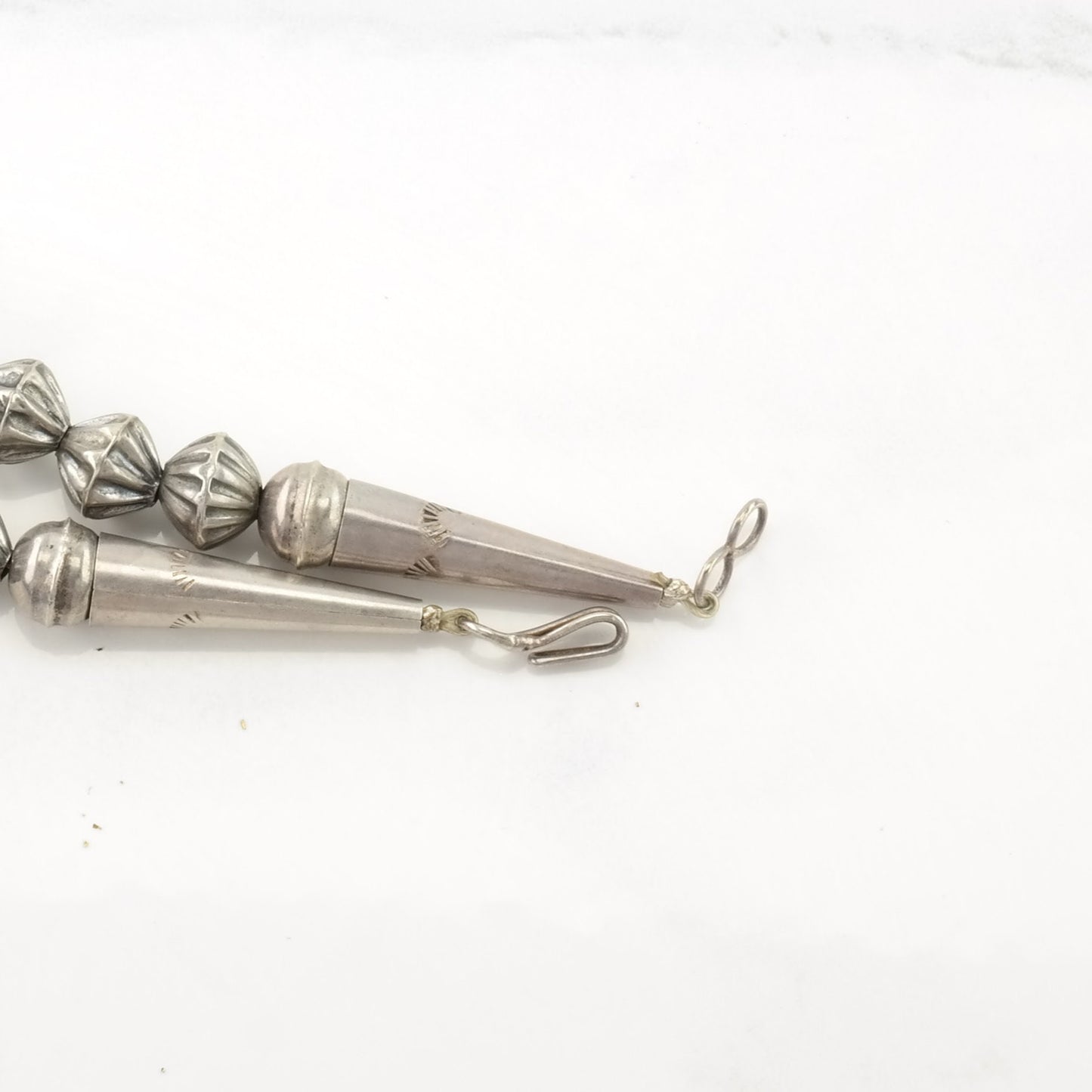 Vintage Southwest Sterling Silver Blue Turquoise Fluted Beads Necklace