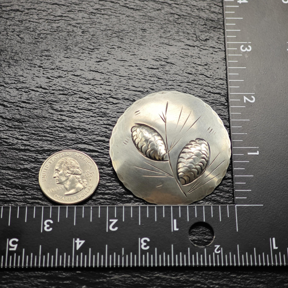 Hammered, Pinecone Stuart Nye Sterling Silver Brooch B2272