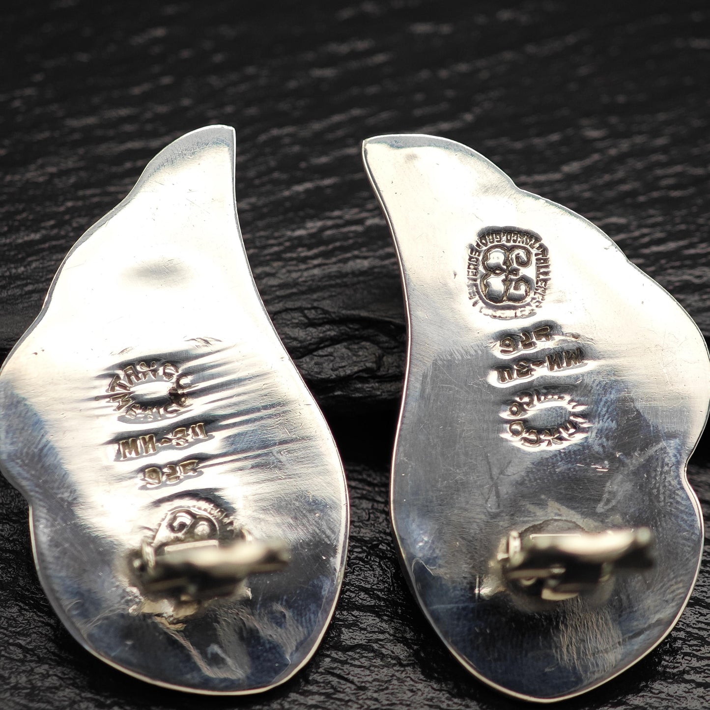 Taxco, Ballesteros Wings Puffy Clip On Earrings Sterling Silver