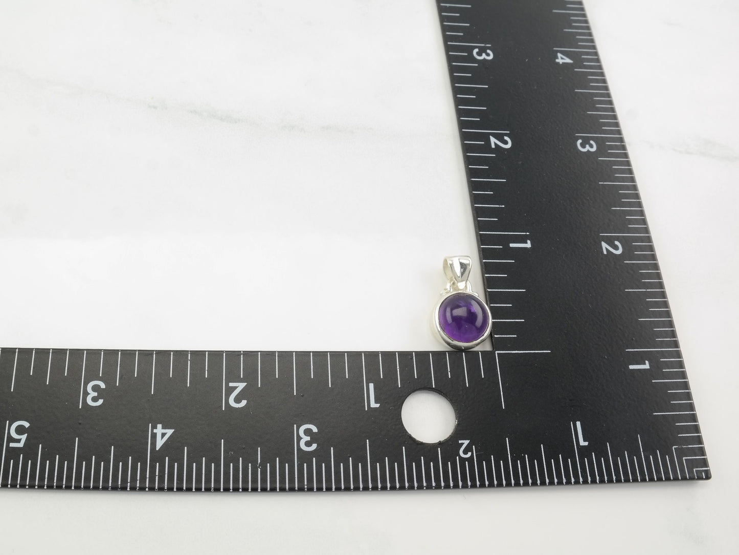 Vintage Modernist Amethyst Circle Sterling Silver Dainty Pendant
