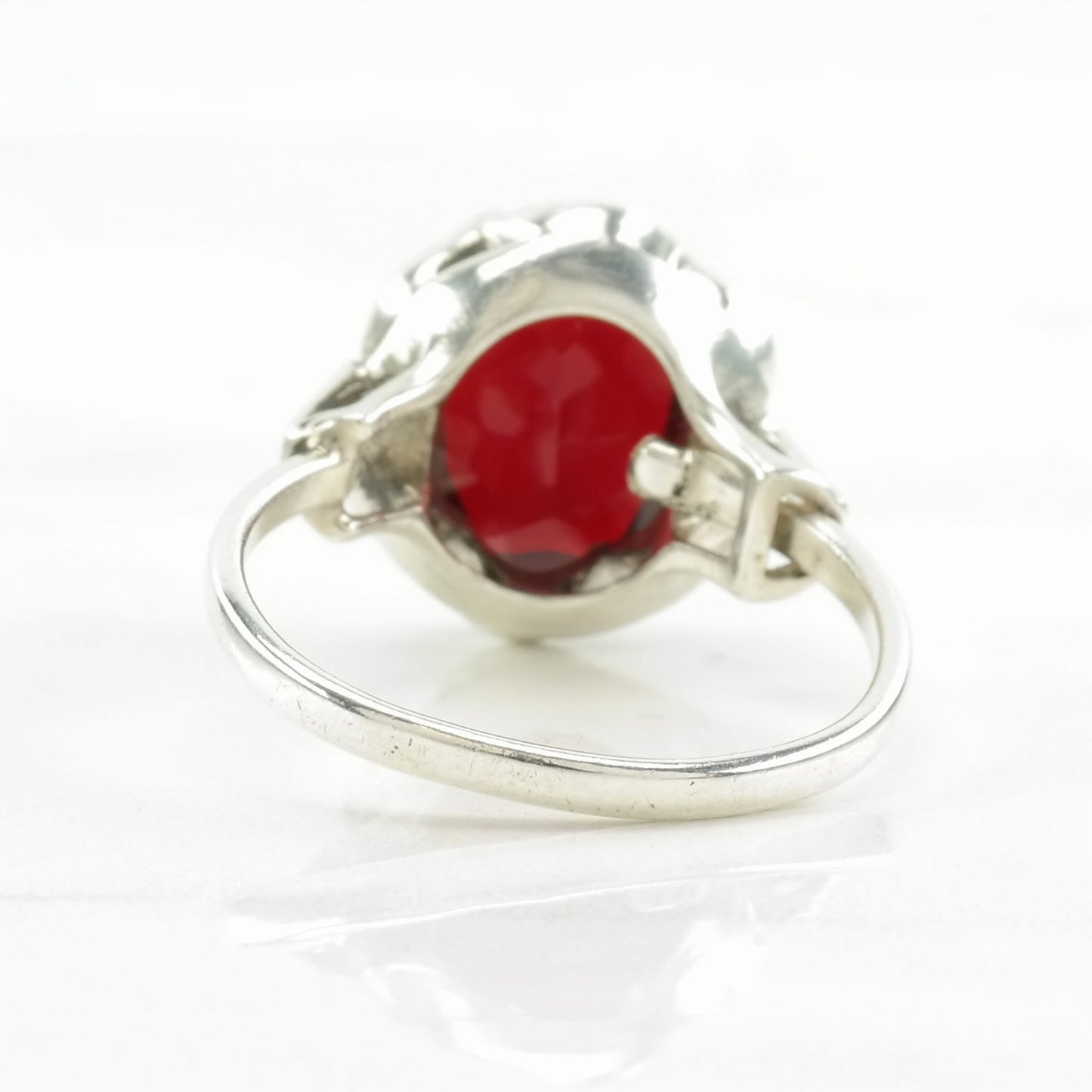 Vintage Sterling Silver Ring Paste Red Size 8 + (adjustable)