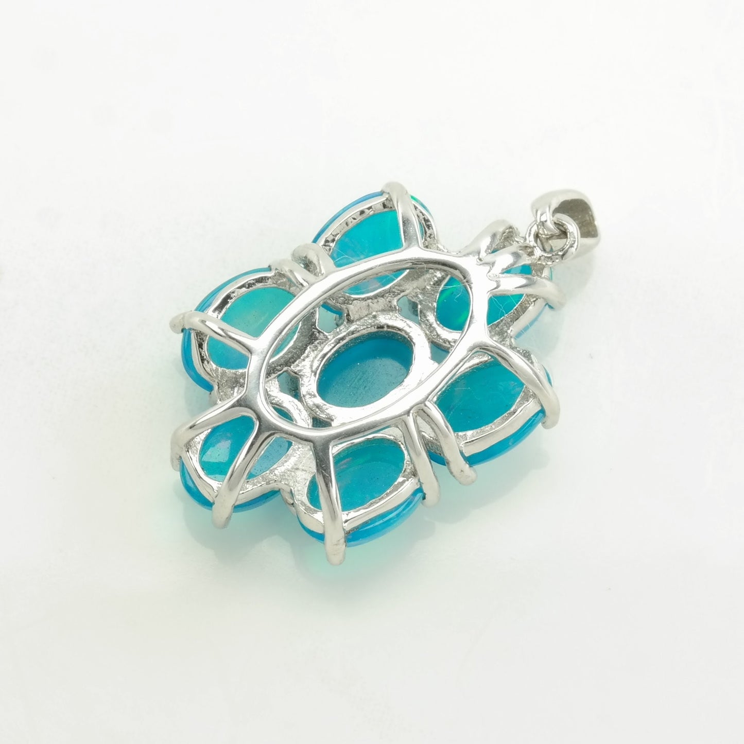 Vintage Blue Lab Opal Cluster Sterling Silver Pendant