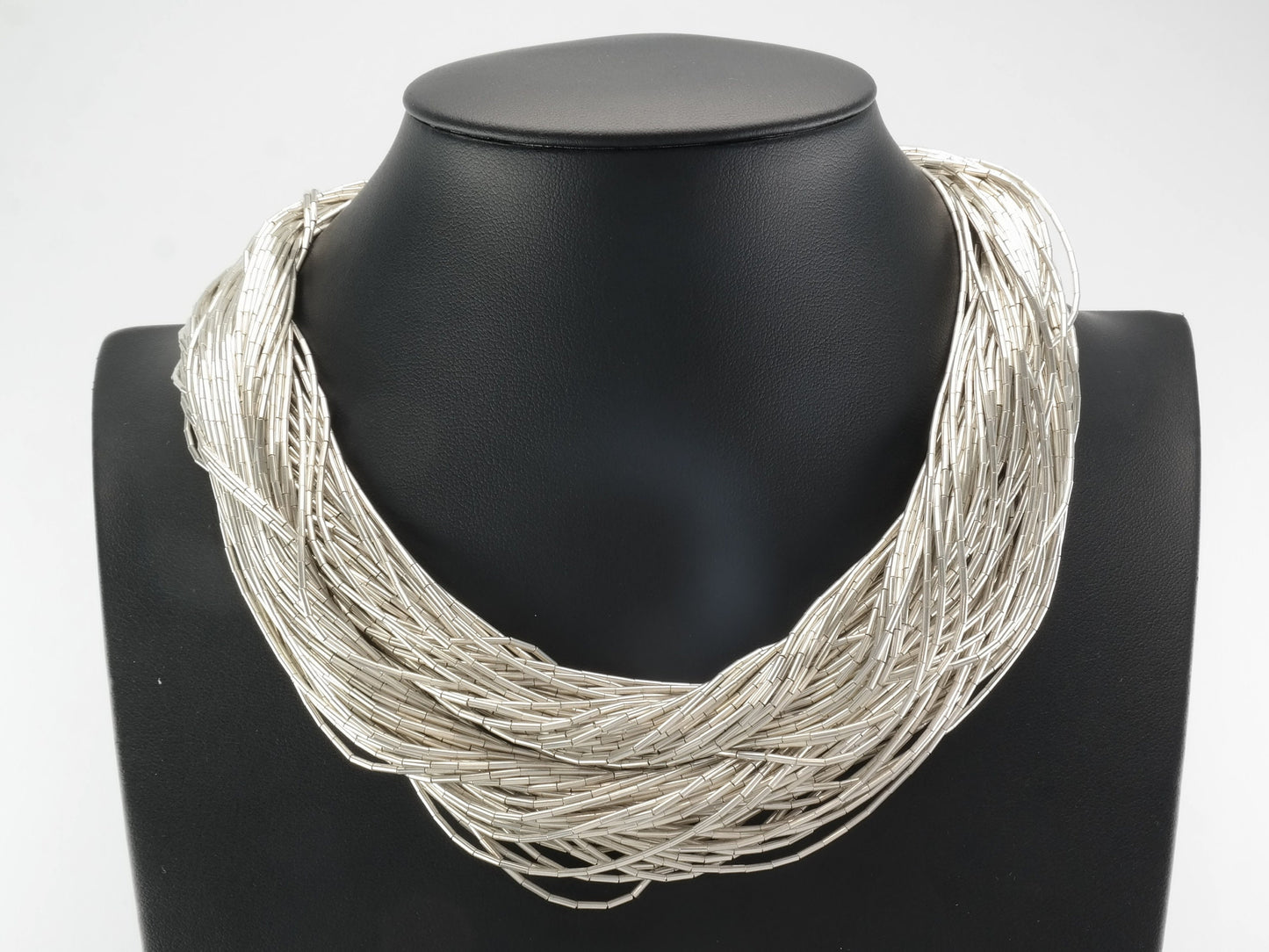 Vintage Native American Sterling Silver Huge Liquid Silver, 50 strand 34" Necklace