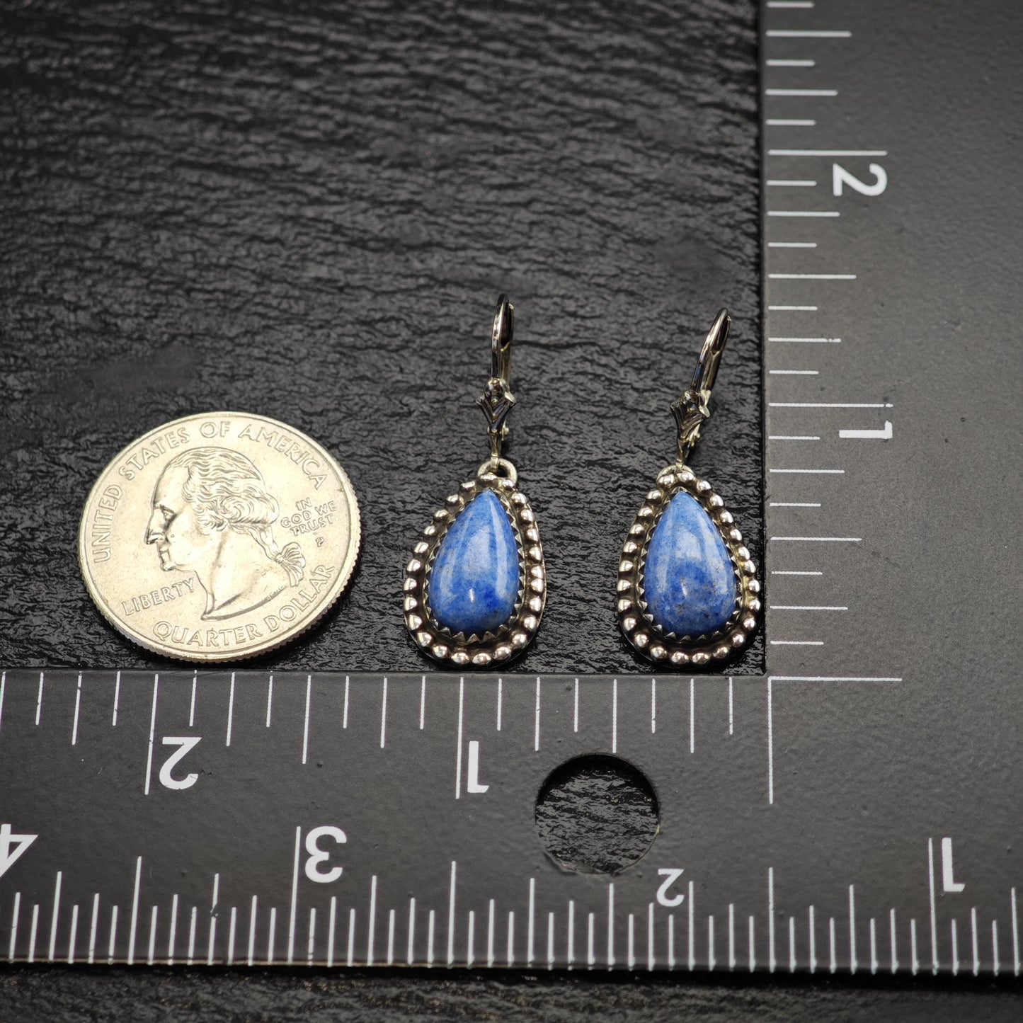 Carol Felley Blue Sodalite Sterling Silver Latch Back/Dangle Earrings ER3113