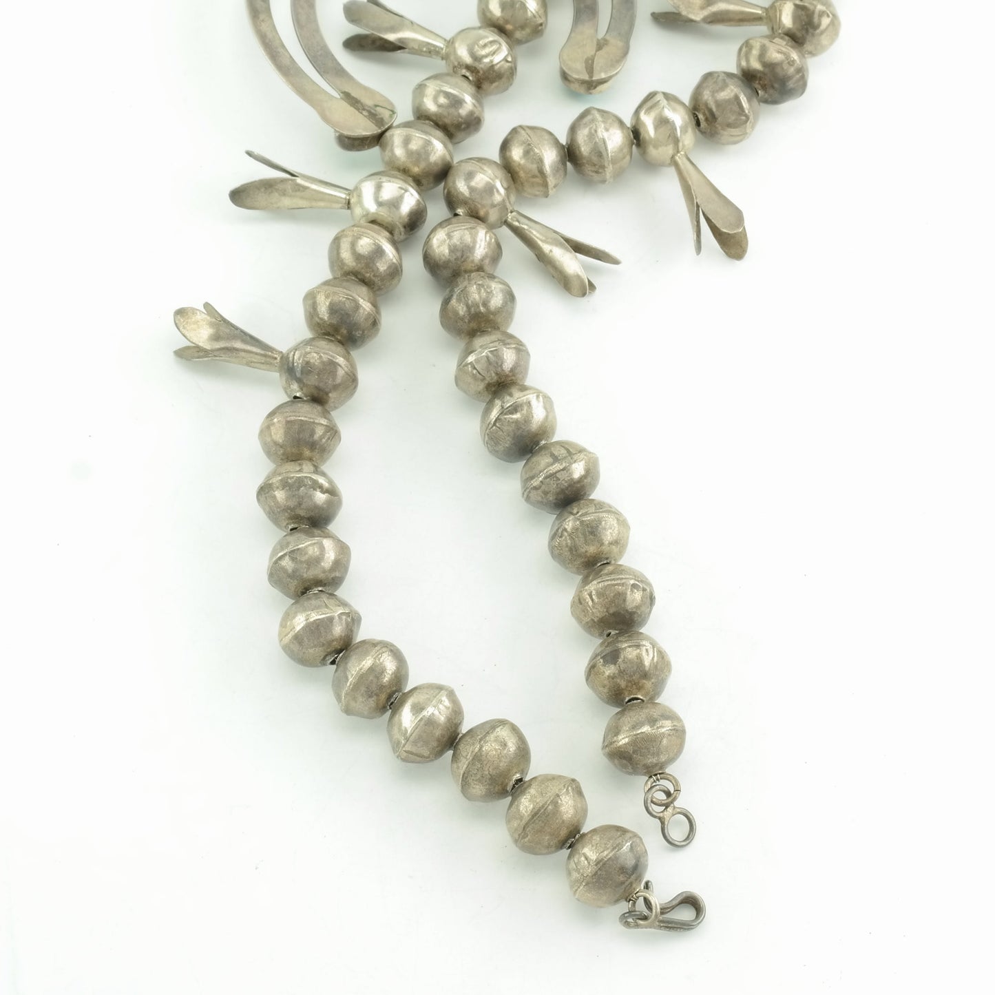 Vintage Native American Sterling Silver Turquoise Squash Blossom Necklace