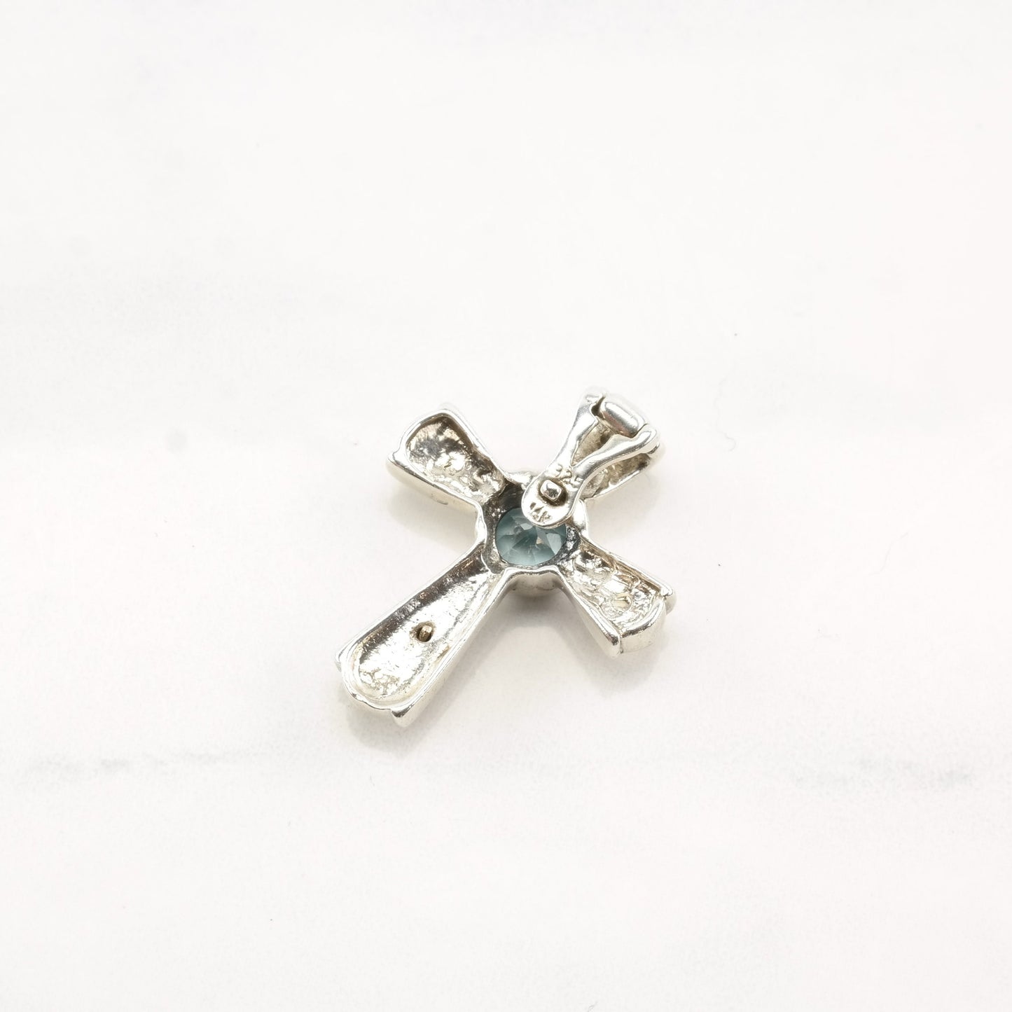 Vintage Topaz Cross 14k Gold Accent Sterling Silver Pendant