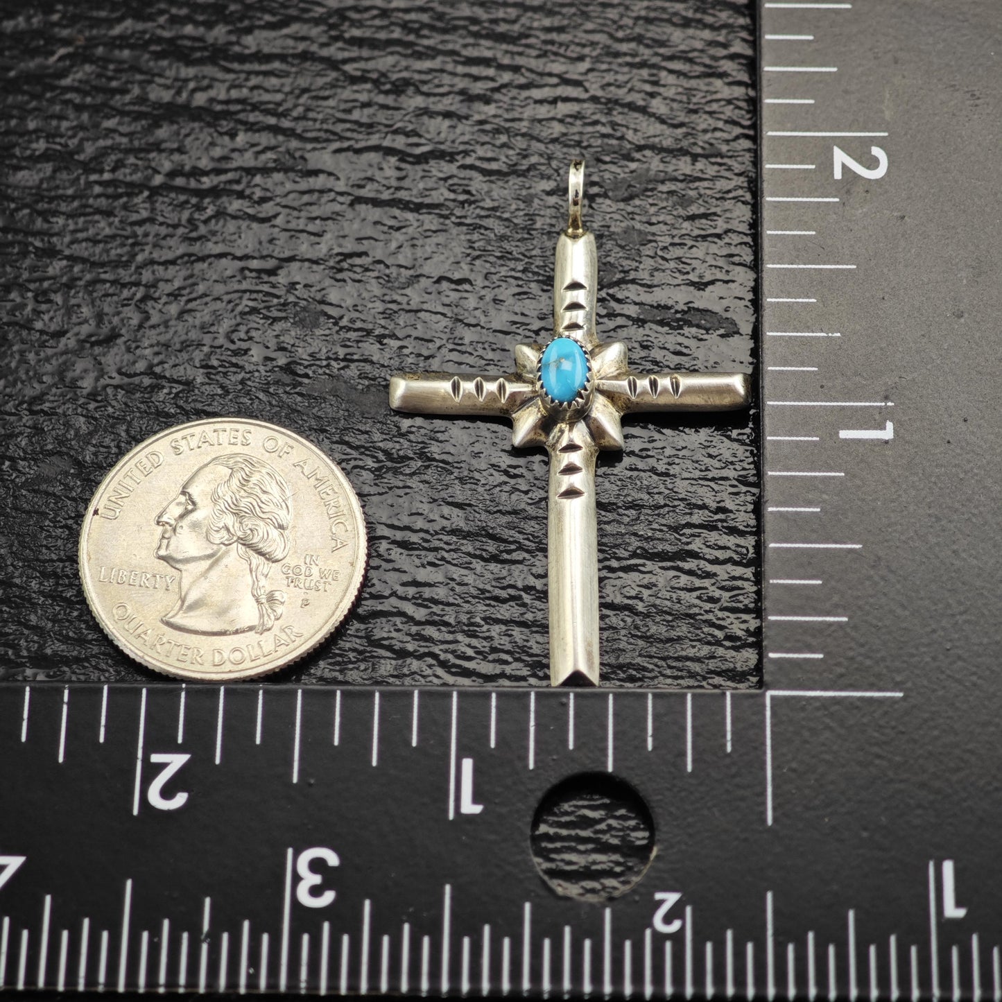 SW Turquoise Cross Pendant Sterling Silver P3073