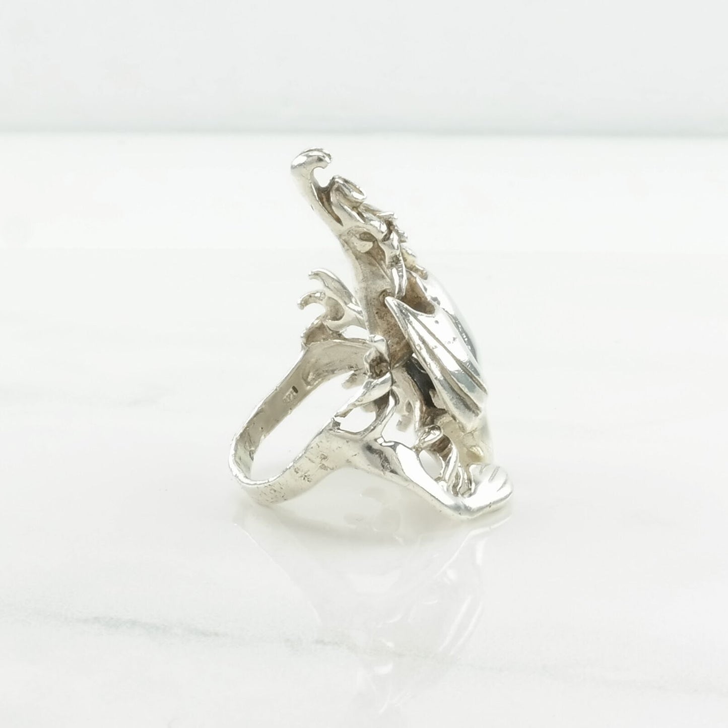 Vintage Handmade Silver Ring Dragon Sterling Size 6 3/4