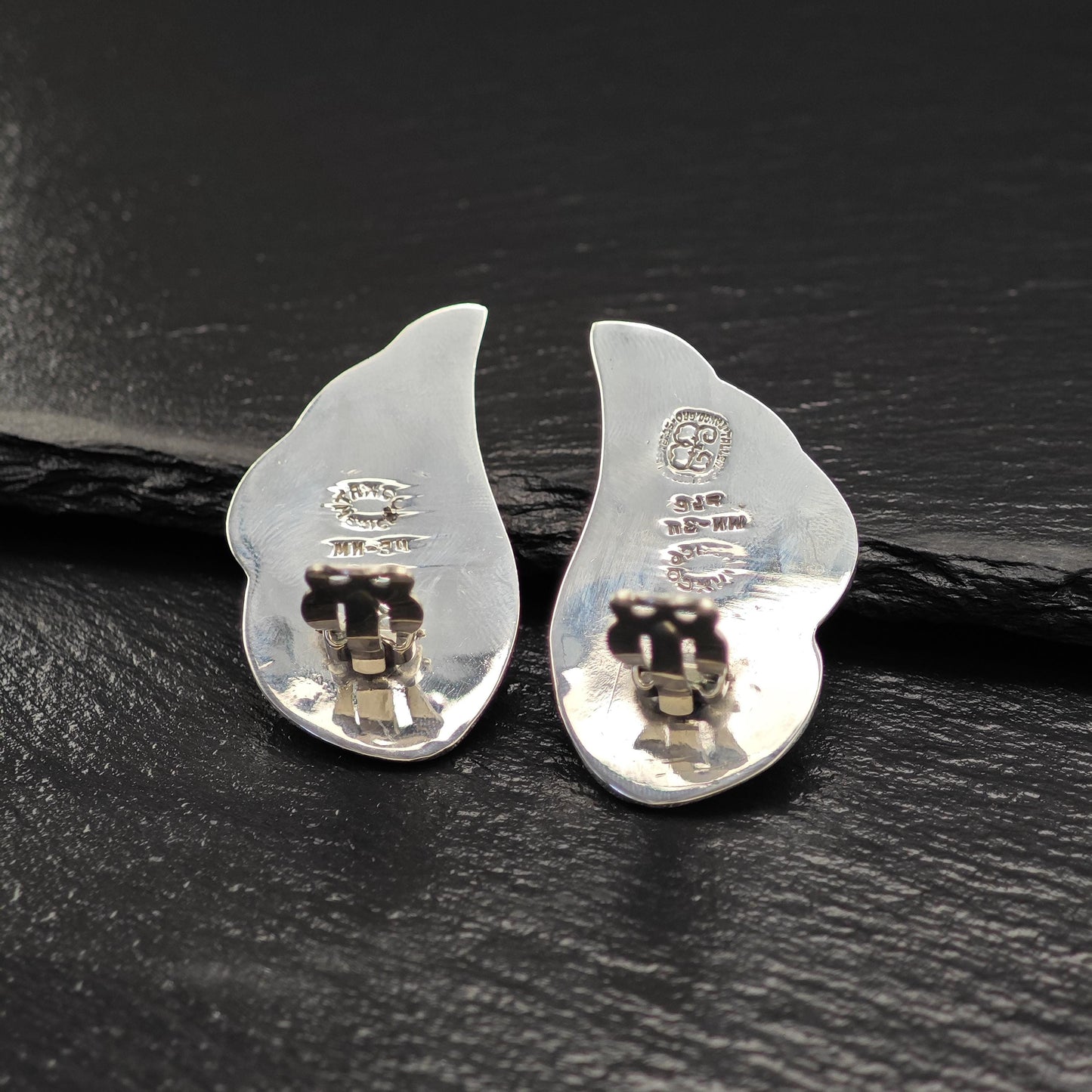 Taxco, Ballesteros Wings Puffy Clip On Earrings Sterling Silver