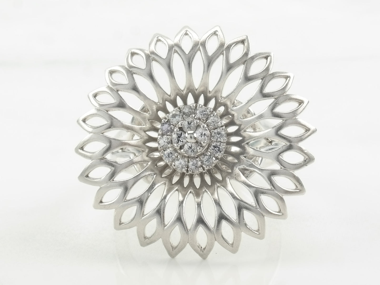 Vintage Gabriel & Co. Silver Ring White Topaz Flower Sterling Size 7