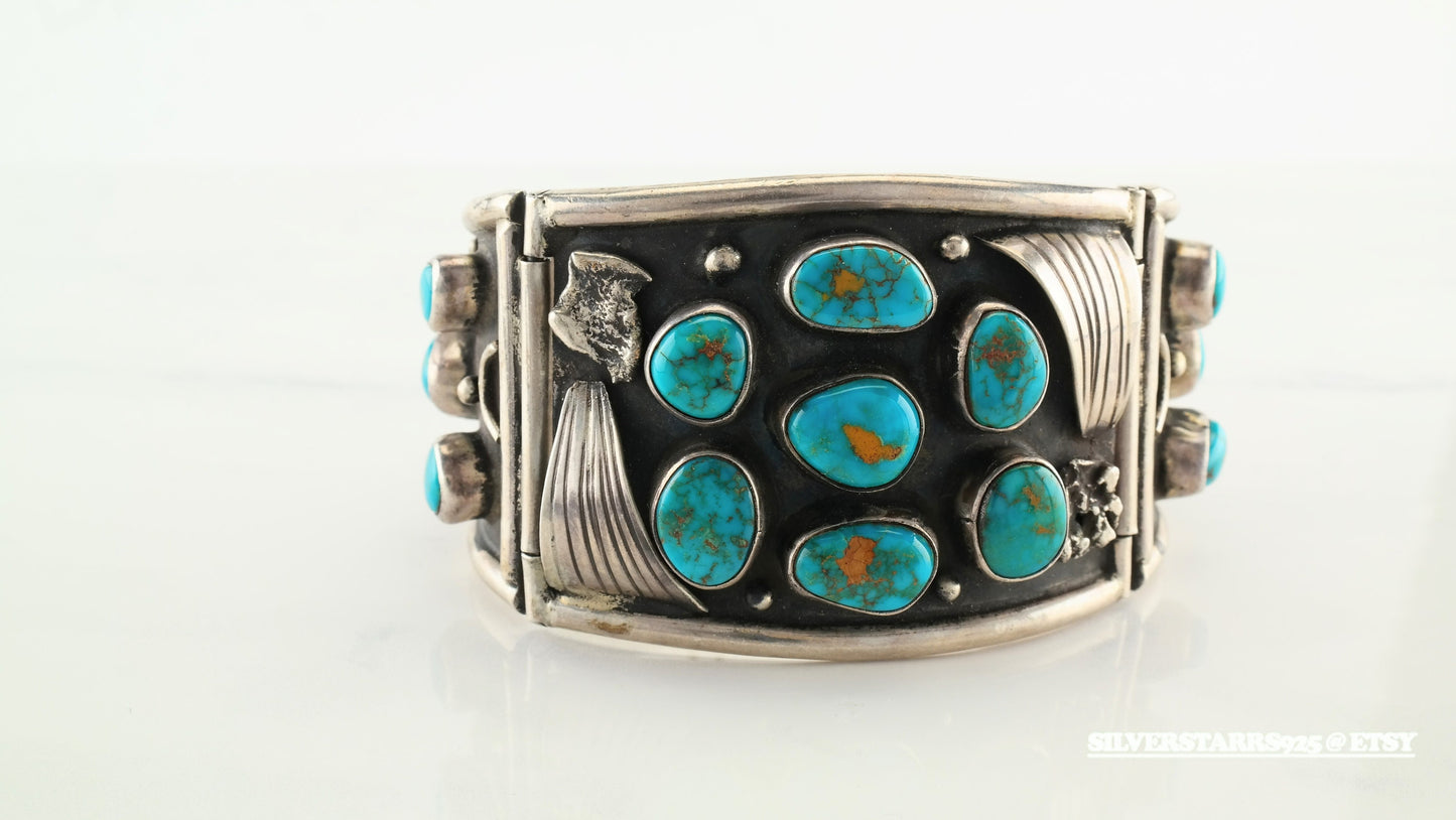 Native American Turquoise Cuff Sterling Silver Bracelet