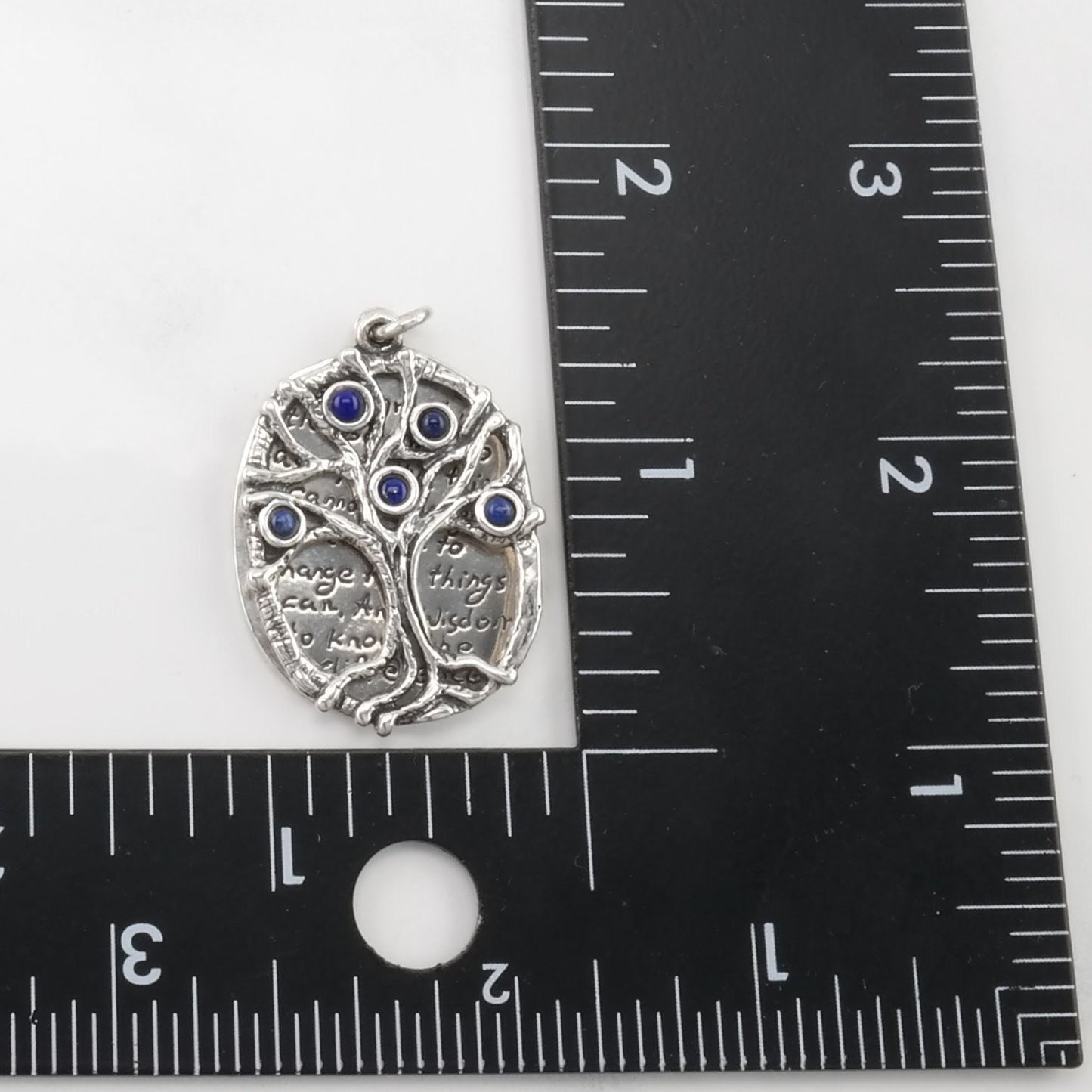 Vintage Lapis Lazuli Tree of Life, Prayer Sterling Silver Pendant