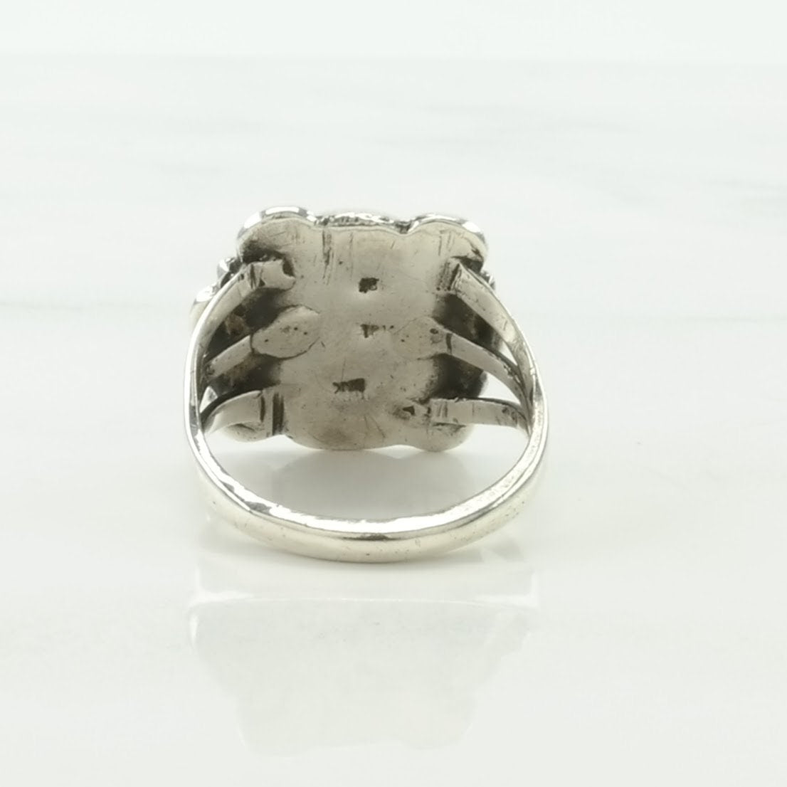 Vintage Native American Silver Ring Turquoise Floral Sterling Blue Size 5 1/4