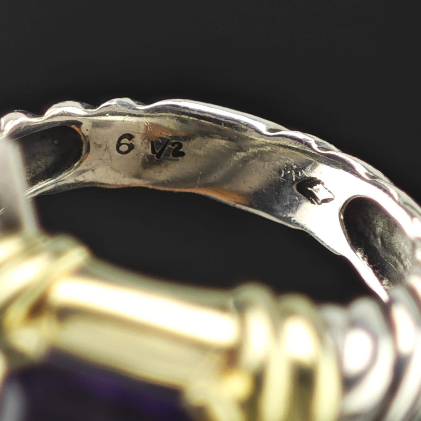 David Yurman Amethyst 14K Gold Accent Ring Sterling Silver