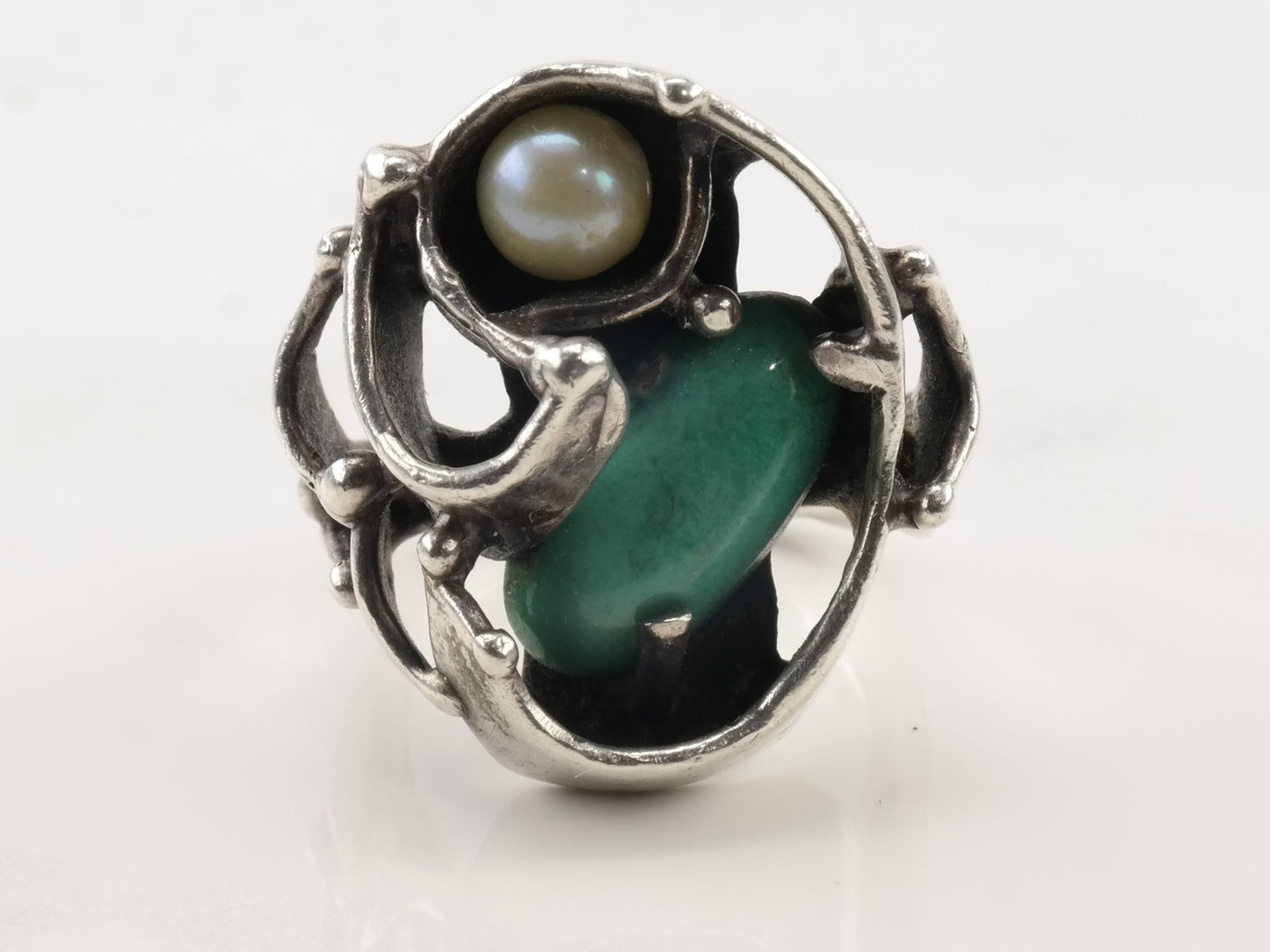 Vintage Sterling Silver Ring Turquoise Size 4 1/2