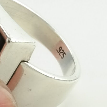 Vintage Sterling Silver Ring Resin Brown Size 5 1/2