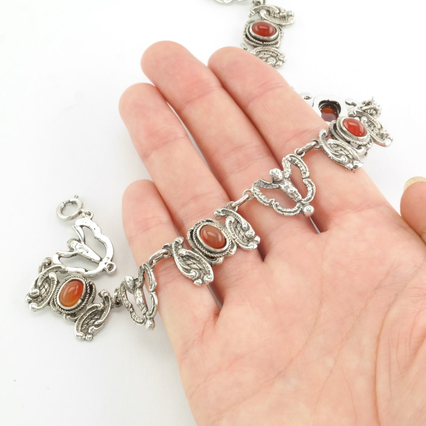 Peruzzi Angel Necklace Sterling Silver Orange/Red Carnelian