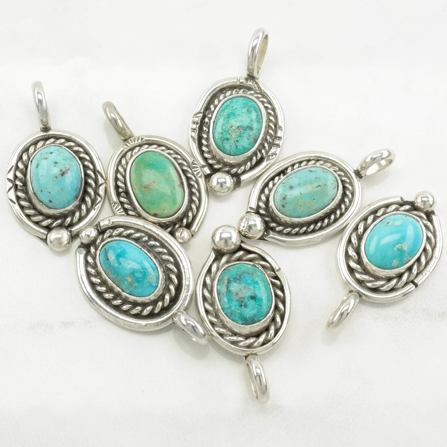 Vintage Native American Turquoise Oval Sterling Silver Pendant