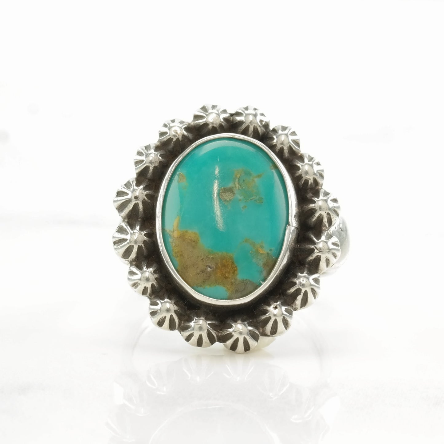 Navajo Guild Sterling Silver Turquoise Ring | Vintage Native American Jewelry Size 7