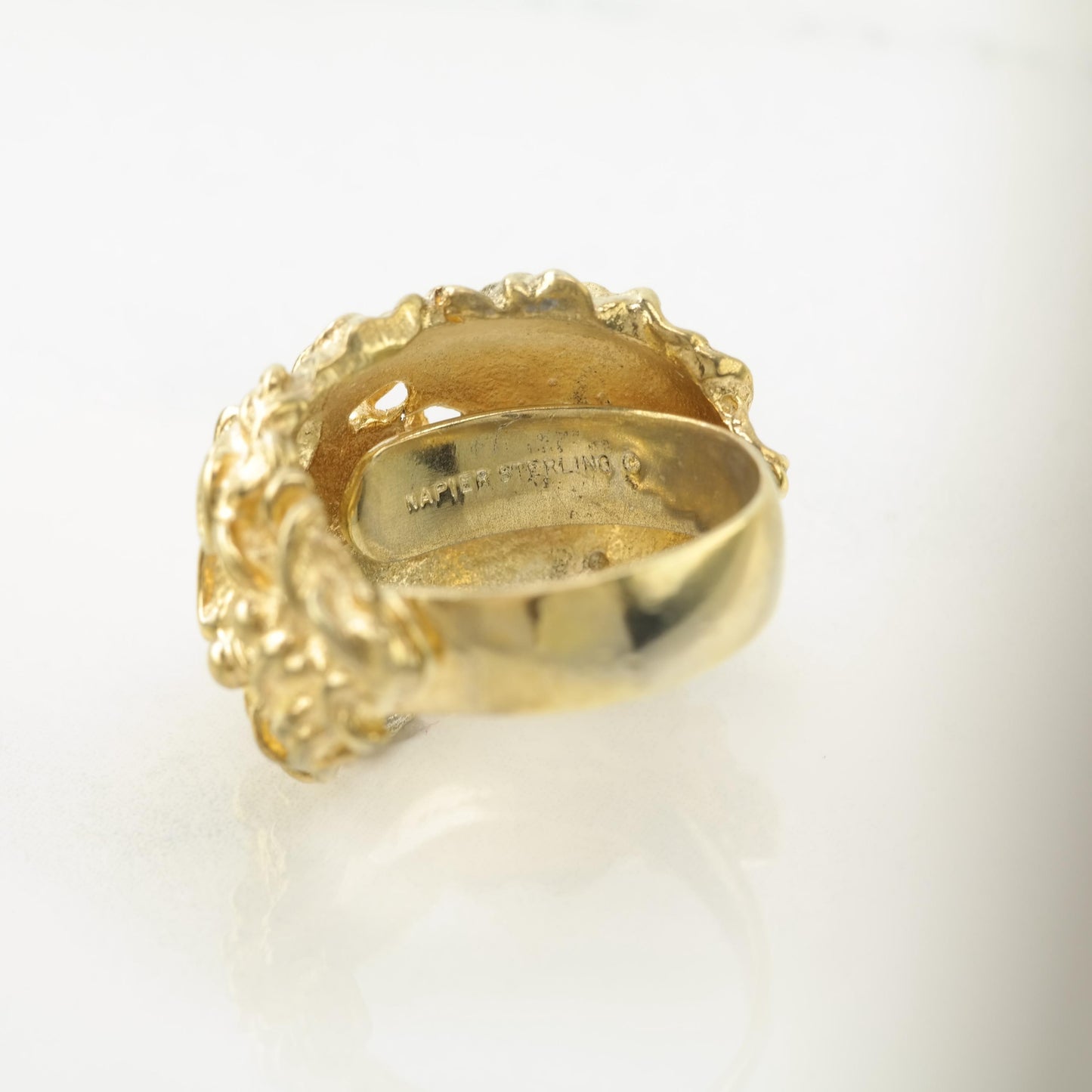 Napier Brutalist, Gold Gilded Sterling Silver Ring Sz7 1/2 R5598