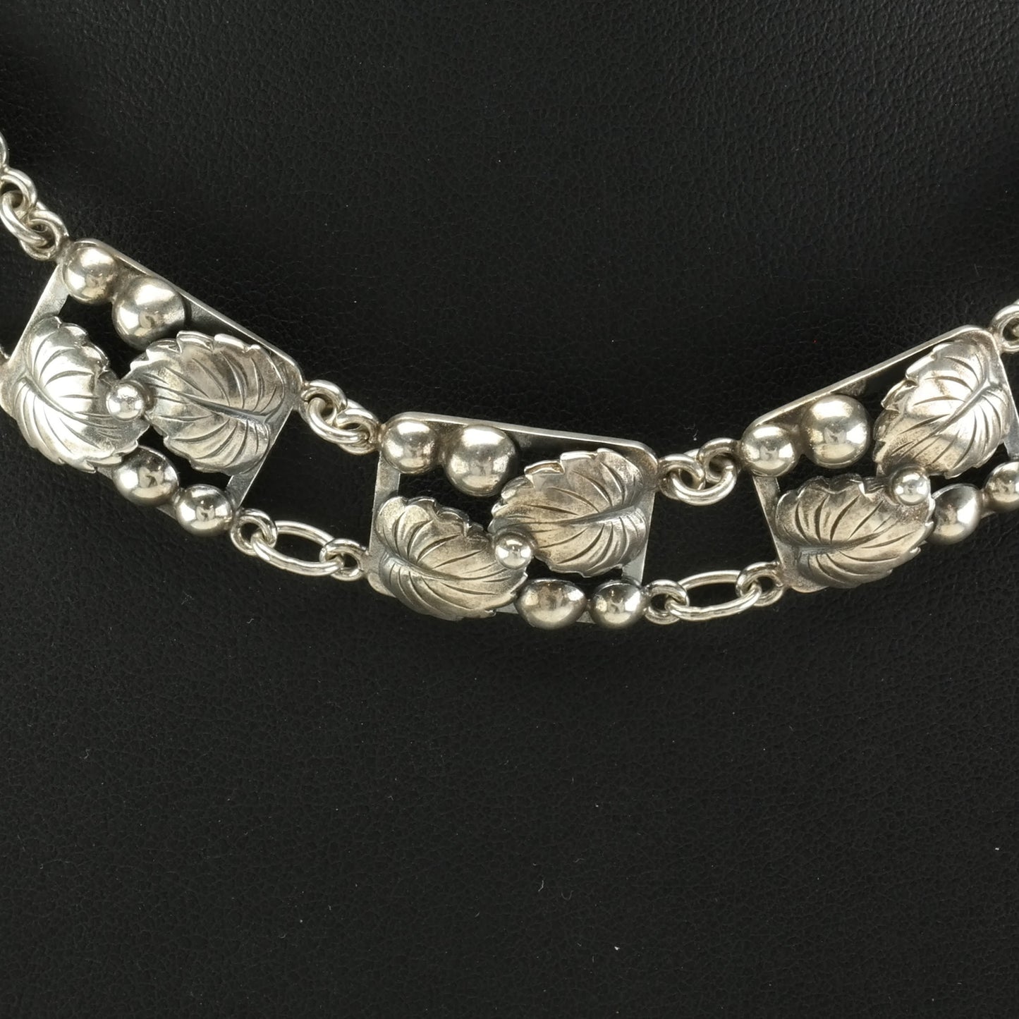 Vintage Danish Sterling Silver Leaf Chain Art Nouveau Necklace