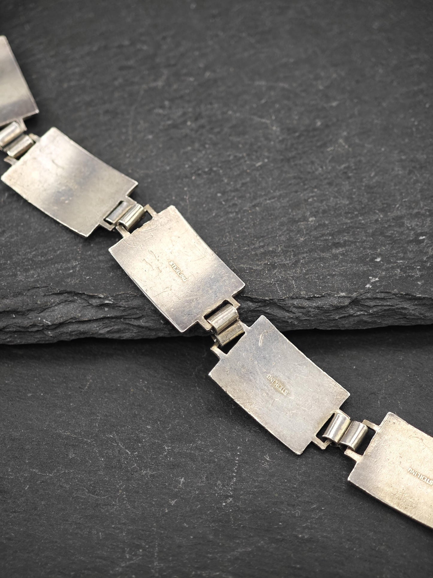 Vintage Enamel WWII Bracelet Sterling Silver