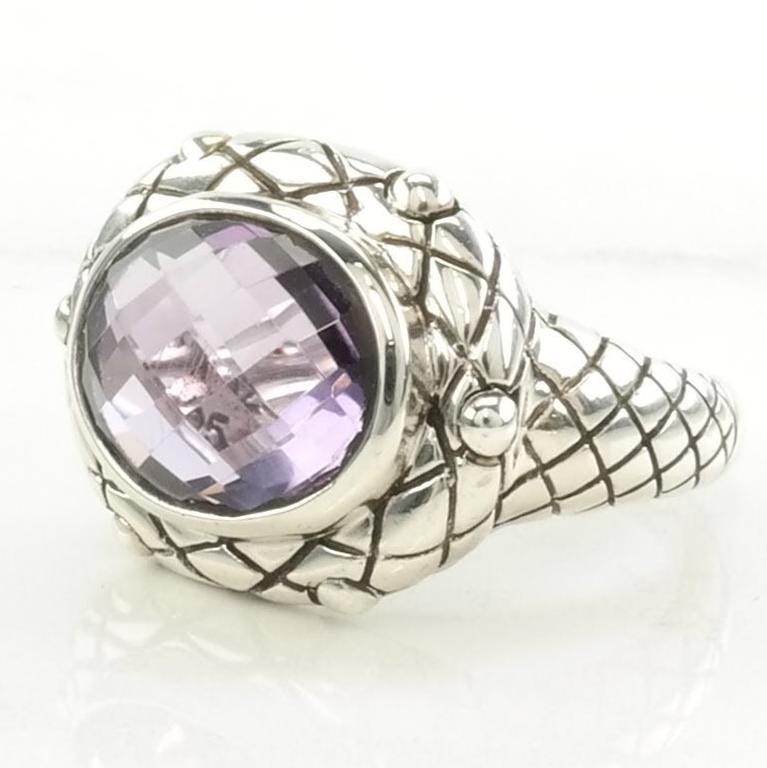 Sterling Silver Ring Created Amethyst Purple Size 7