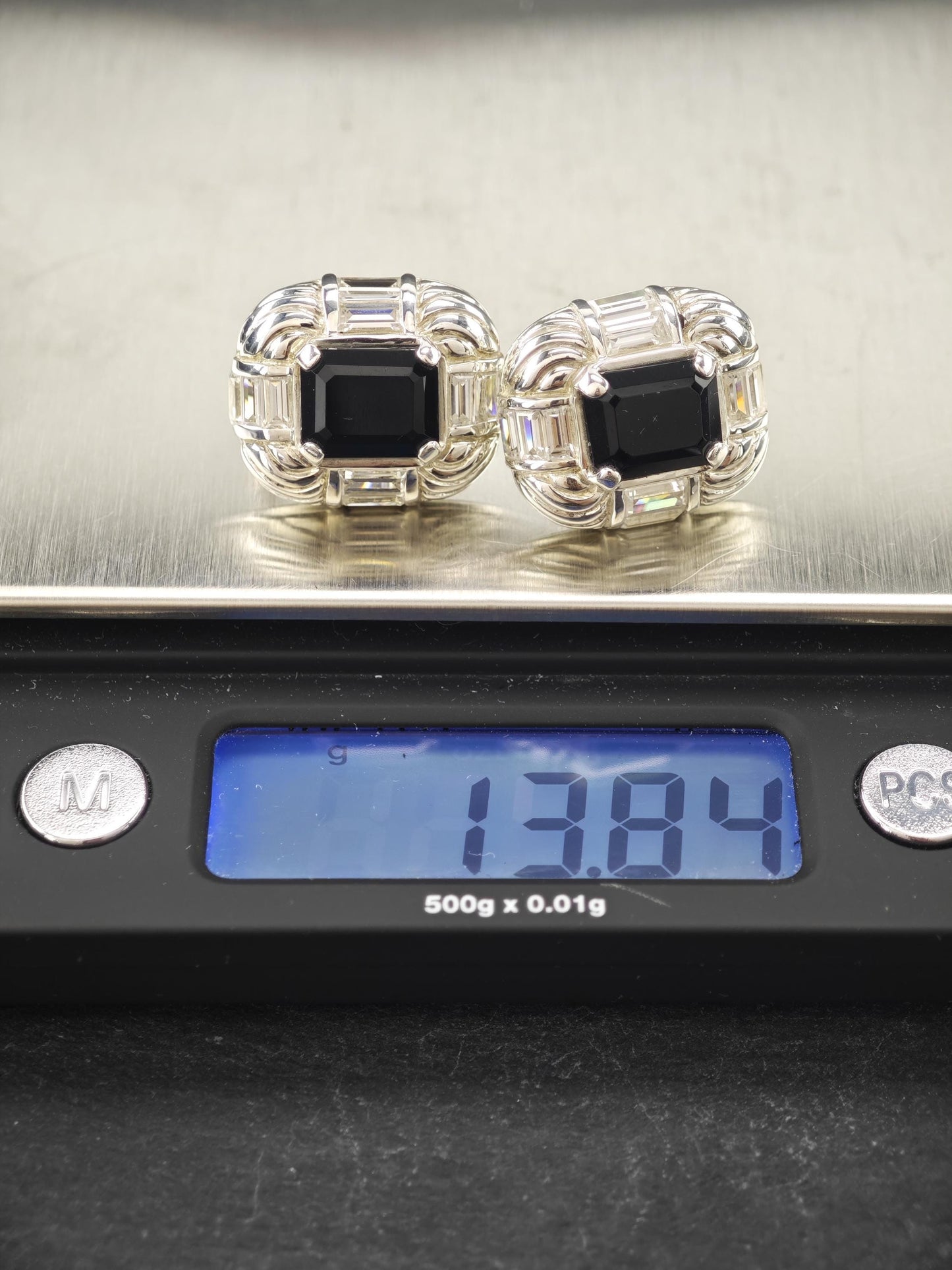 Vintage Judith Ripka Sterling Silver Omega Back Earrings