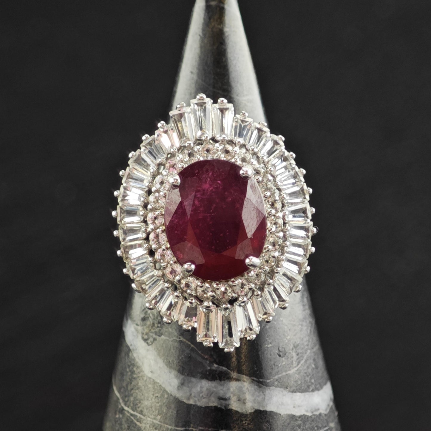 LGF Ruby & Topaz Ballerina Sterling Silver Ring Sz 6 R6585