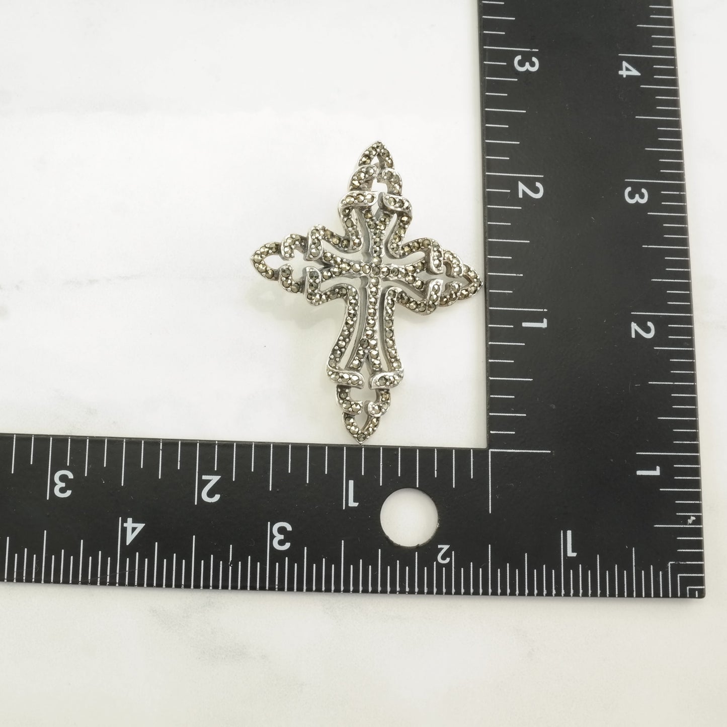 Marcasite, Cross Sterling Silver Pendant P2312