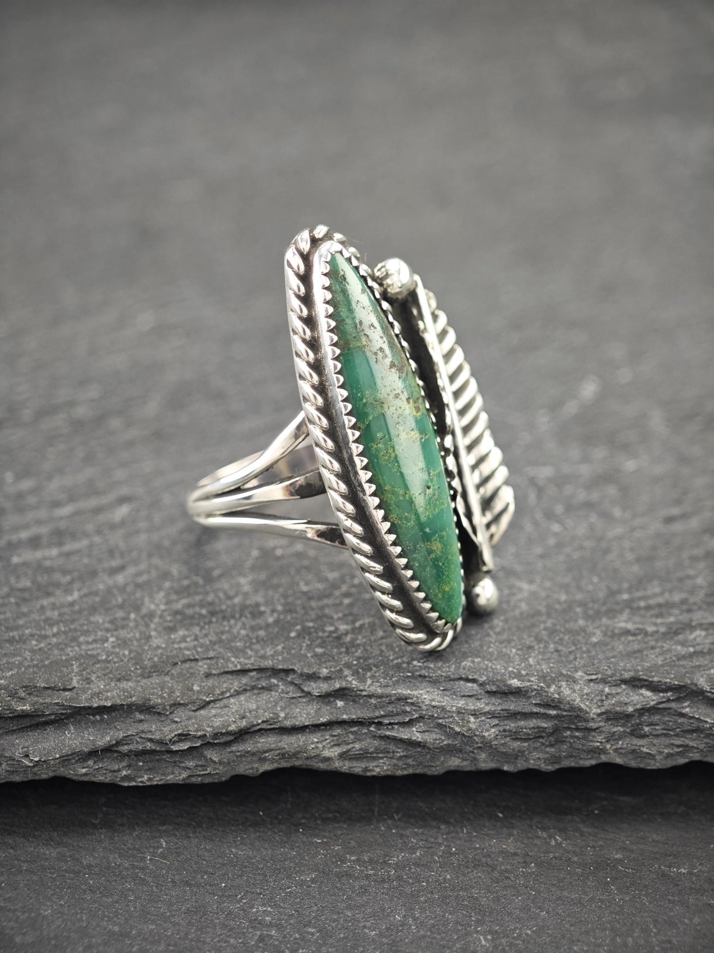 Native American, Green Turquoise Ring Sterling Silver