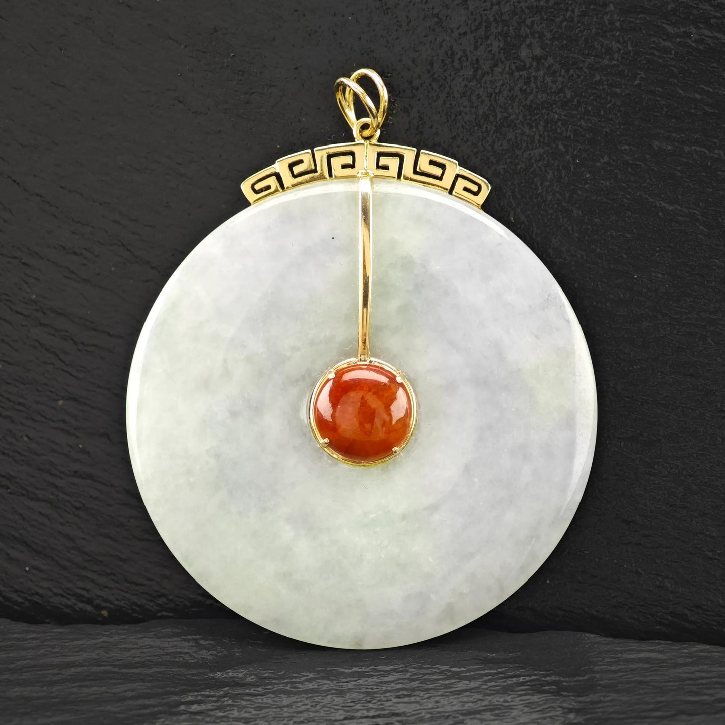 14K Gold Jadeite & Jade Stones Pendant