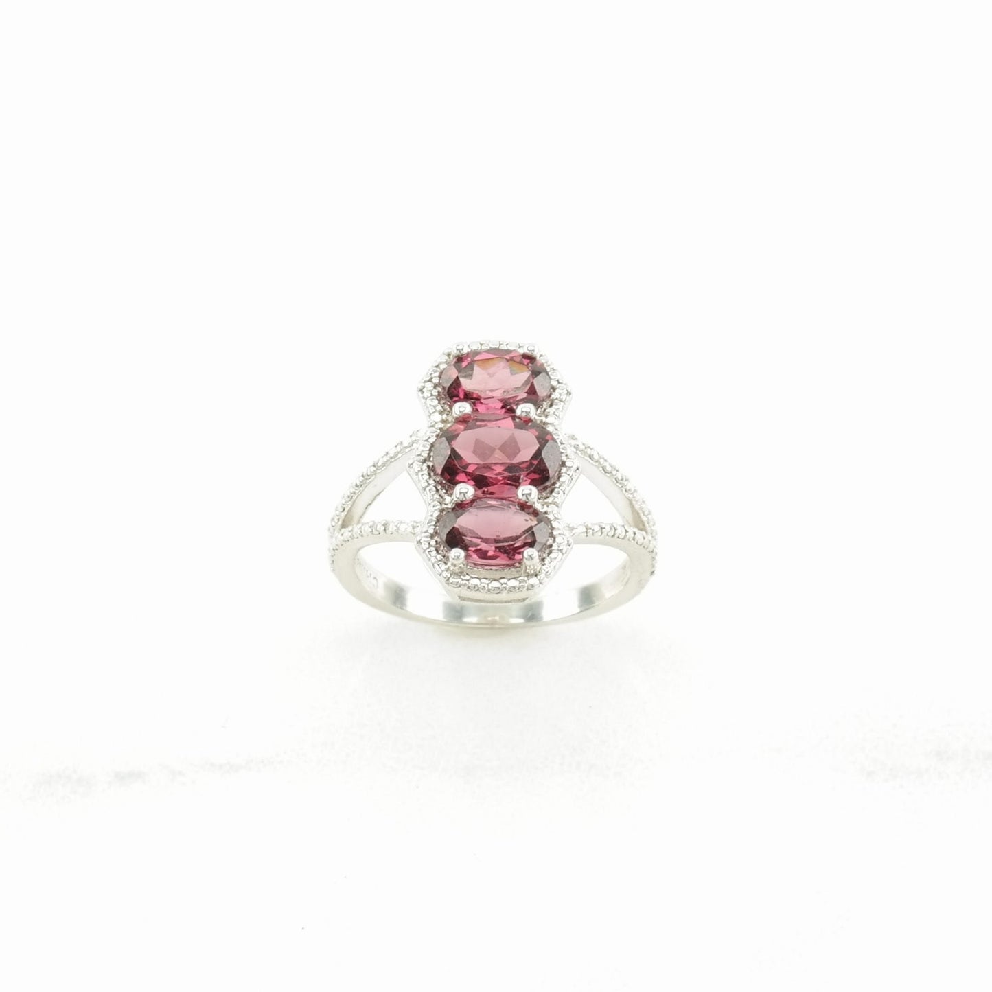 Vintage Sterling Silver Ring Pink Garnet Size 5